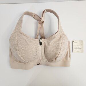 Victoria’s Secret Knockout Front Close Zip Sports Bra 36DDD Beige Animal Print